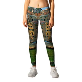 Italy. Cinque Terre - Canal side Leggings | Nature, Painting, Landscape 