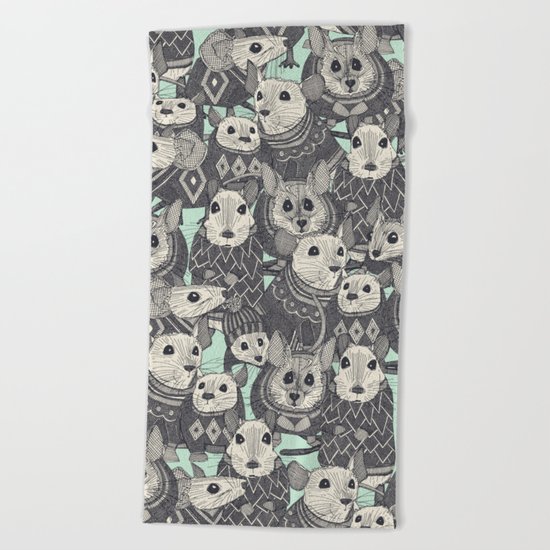 sweater mice mint Beach Towel