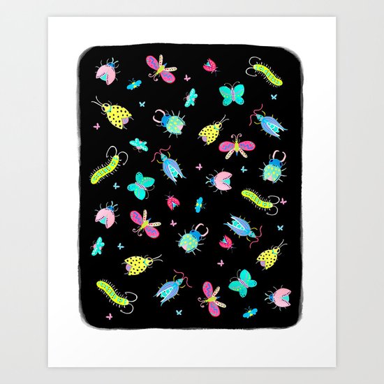 Neon Bugs Art Print