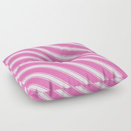 [ Thumbnail: Hot Pink and Mint Cream Colored Striped/Lined Pattern Floor Pillow ]