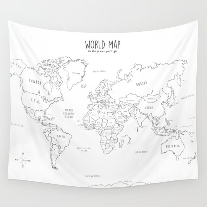 Society6 world map tapestry sale