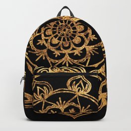 Golden Mandala Backpack | Lacey, Metallic, Illustration, Digital, Luxury, Gold, Mandala, Golden, Doily, Lace 