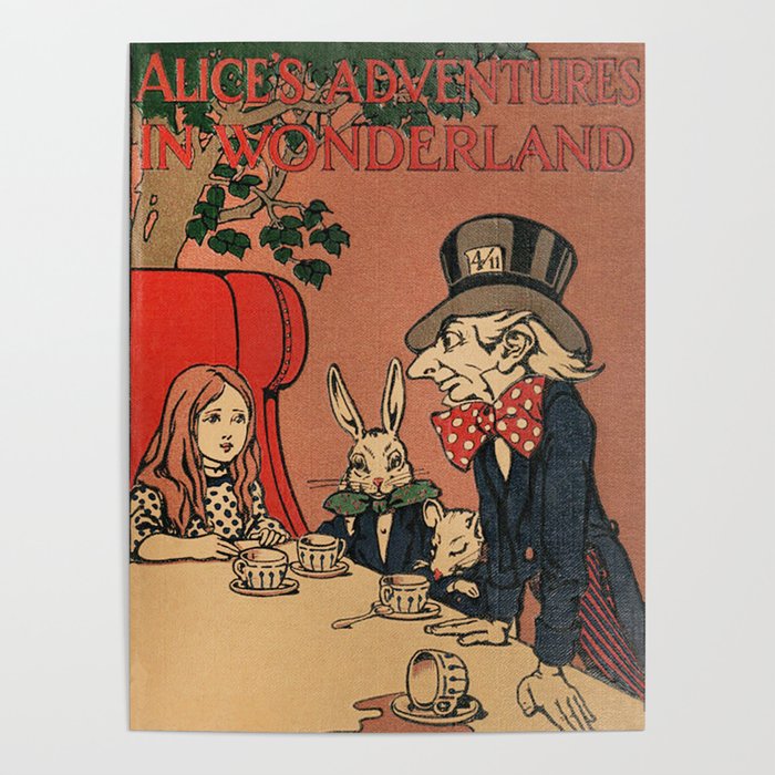 Vintage Alice's Adventures in Wonderland Book Cover Poster