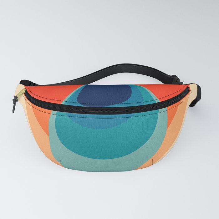 Retro 80s 70s Blue and Orange Mid-Century Minimalist Abstract Art Water Drop Fanny Pack