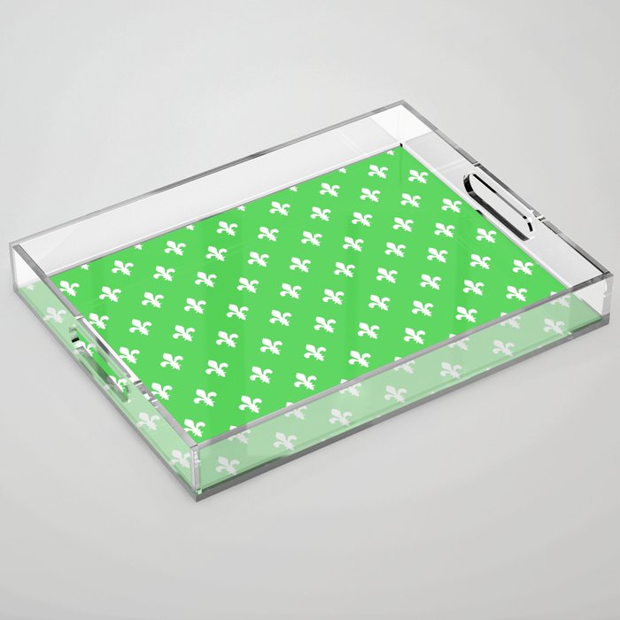 Fleur-de-Lis (White & Green Pattern) Acrylic Tray
