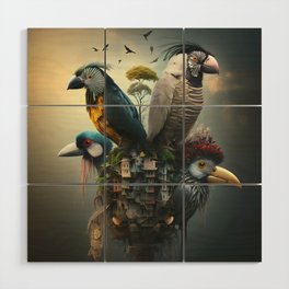 Surreal Birds are Watching You Wood Wall Art