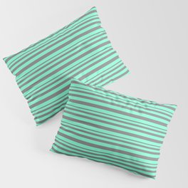 [ Thumbnail: Grey and Aquamarine Colored Striped/Lined Pattern Pillow Sham ]