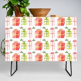 Christmas Pattern Watercolor Drawing Gifts Credenza