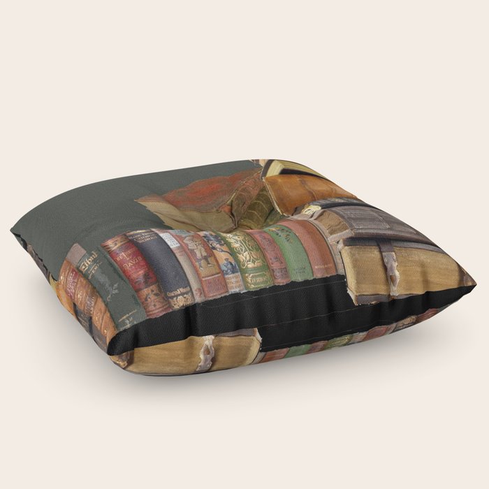 DECORATIVE ANTIQUE LIBRARY, LEDGERS & BOOKS ART Floor Pillow by
