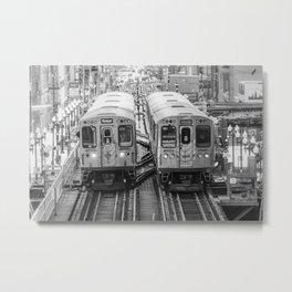 Black and White Chicago Train El Train above Wabash Ave the Loop Windy City Metal Print | Second City, Urban, Chicago Train, Photo, Train, Chicago, Metropolitan Transit, Digital, Ltrain, Commuter 