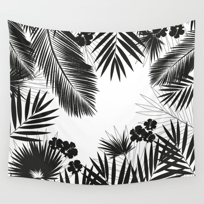Black & White Palms Wall Tapestry