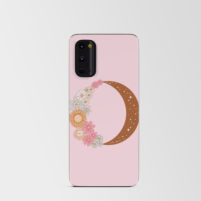 Floral Moon on Pink Android Card Case