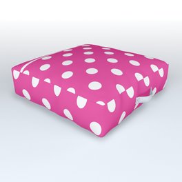 Pink and White Polka Dots Palm Beach Preppy Outdoor Floor Cushion