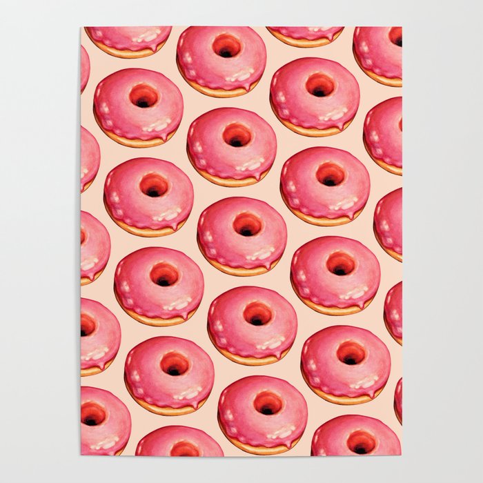 Strawberry Donut Pattern Poster