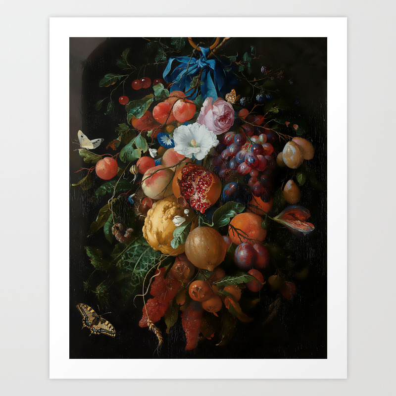 Antique Botanical Iv Antique Painting Remixed Art Print By