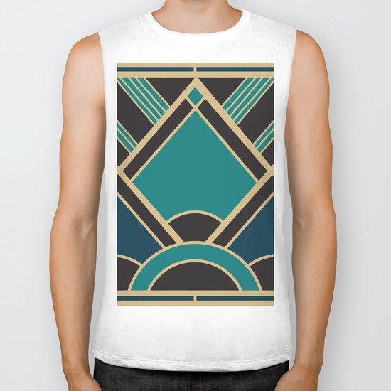 Art Deco New Tomorrow In Turquoise Biker Tank