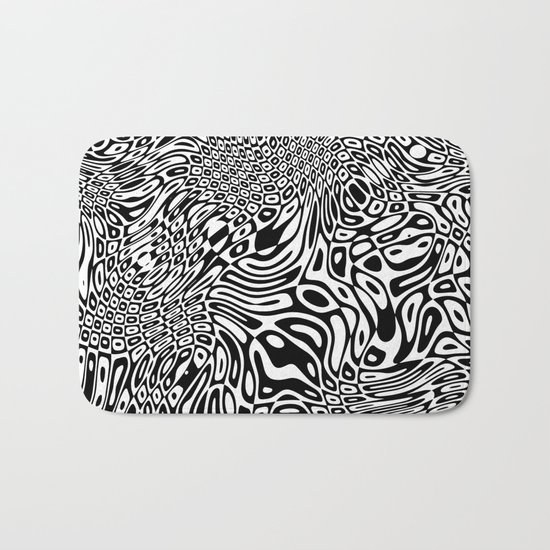 Black and white psychedelic optical illusion Bath Mat