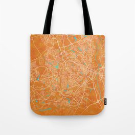 Fayetteville, NC, USA, Gold, Blue, City, Map Tote Bag