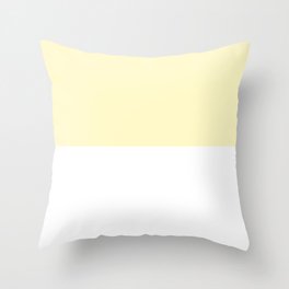 Pastel Butter Yellow And White Split in Horizontal Halves Throw Pillow