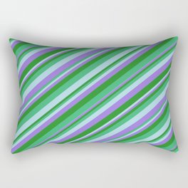 [ Thumbnail: Sea Green, Light Blue, Purple, and Forest Green Colored Lines/Stripes Pattern Rectangular Pillow ]