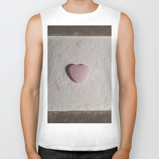 Rose Quartz heart in a zen garden Biker Tank