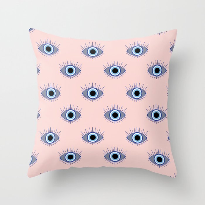 Evil Eye in pink Throw Pillow