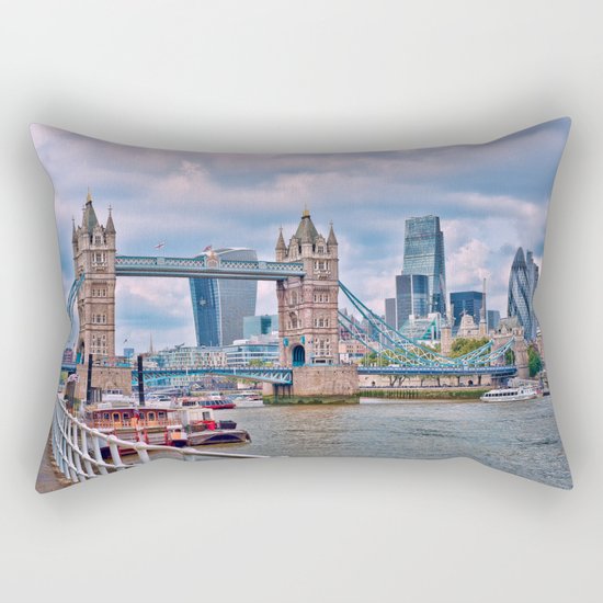 London Tower Bridge Blue Rectangular Pillow