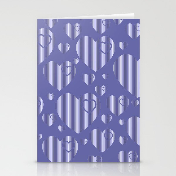 Forever In My Heart - Very Peri Stripes & Hearts #3 Stationery Cards