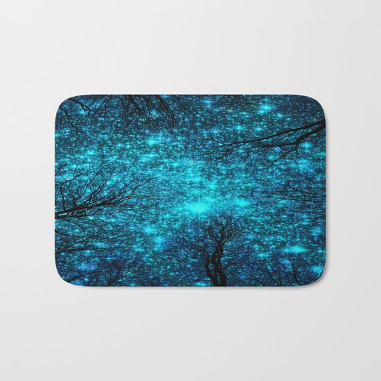 Black Trees Deep Teal Space. Bath Mat
