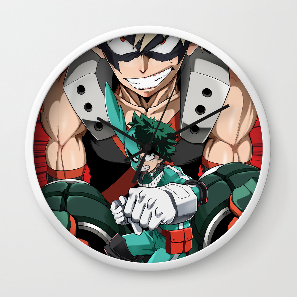 My Hero Academia Deku Vs Bakugou Art Print Wall Clock By