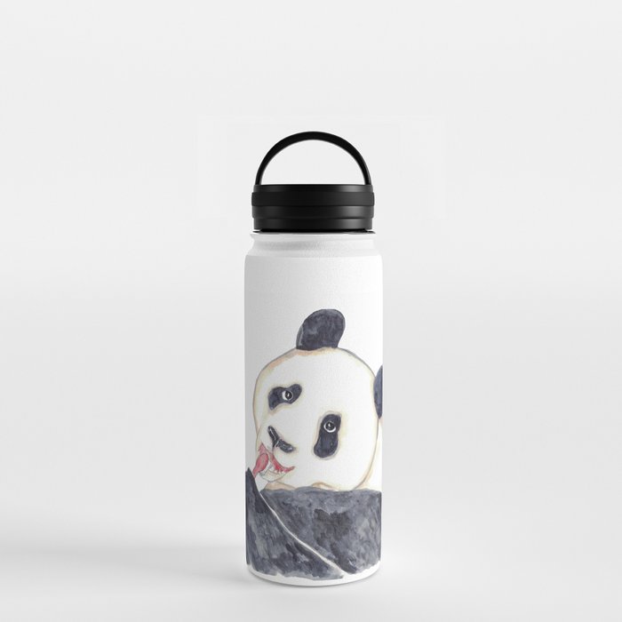 Panda bear brushing teeth bath watercolor Water Bottle