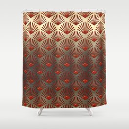 Art Deco Pattern | Gatsby Red Gold Metallic Shower Curtain
