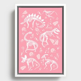 Excavated Dinosaur Fossils in Candy Pink Framed Canvas