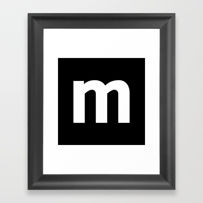 letter M (White & Black) Framed Art Print