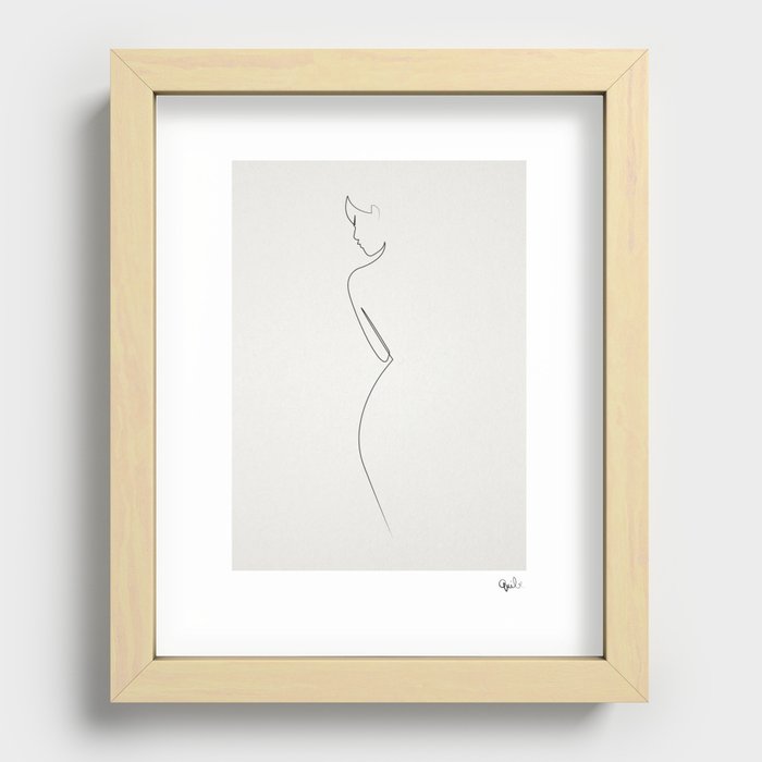 One line nude Recessed Framed Print