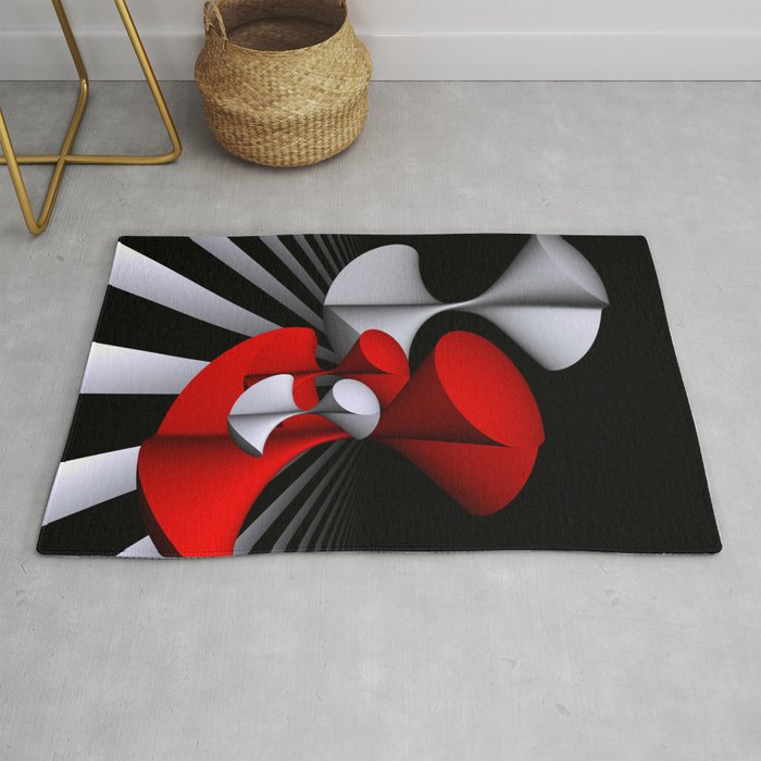 3D in red, white and black -11- Rug