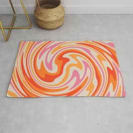 70s Retro Swirl Color Abstract Rug