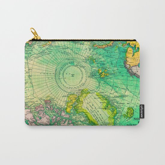 Colorful Map of the North Pole - Vintage Carry-All Pouch