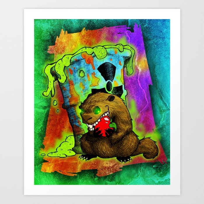 Radioactive Groundhog Eating An Apple Art Print By Archangel72