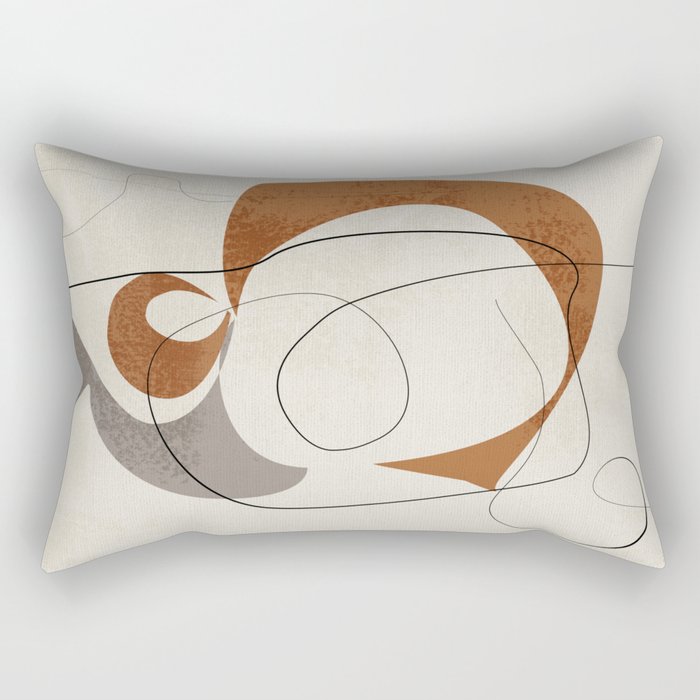 Minimalist Abstract Art Shapes - Scribbles Terracotta 1 Rectangular Pillow
