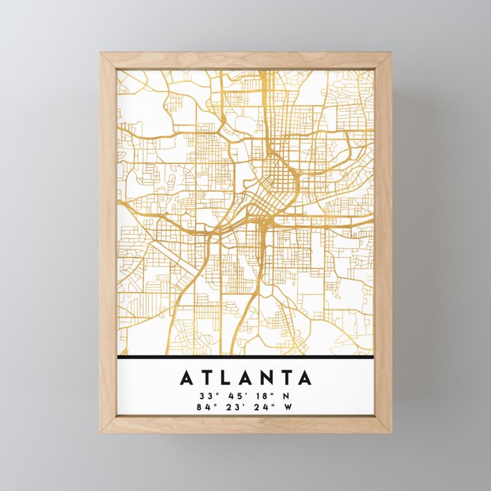 ATLANTA GEORGIA CITY STREET MAP ART Framed Mini Art Print
