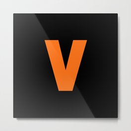 letter V (Orange & Black) Metal Print
