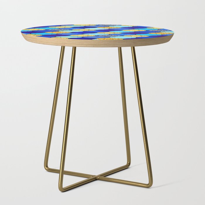 moroccan tiles in blue, aqua and gold Side Table