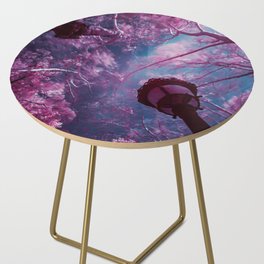 Fairy tale spring; cherry blossom tree canopy in the park at sunrise color magical realism portrait photograph / photography Side Table