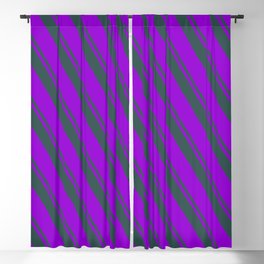 [ Thumbnail: Dark Slate Gray & Dark Violet Colored Striped Pattern Blackout Curtain ]
