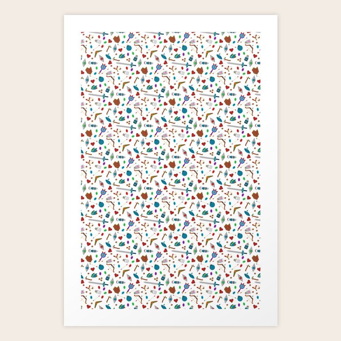 Zelda A Collection Of Items Vector Pattern Art Print By Gorillawolf Society6