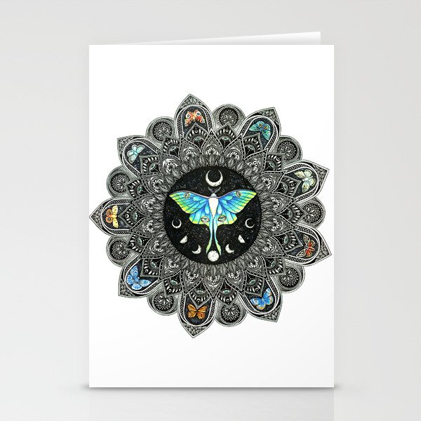 Lunar Moth Mandala Stationery Cards