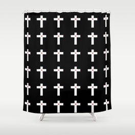 Christian Cross 30 with heart Shower Curtain