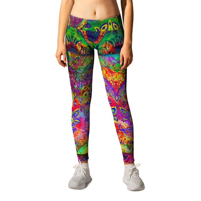 Bohemian native colorful design, country pattern art Leggings