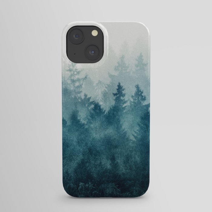 The Heart Of My Heart // So Far From Home Of A Misty Foggy Wild Forest Covered In Blue Magic Fog iPhone Case